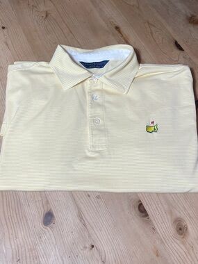 Masters Clubhouse Collection Yellow Stripe Logo Polo Shirt - Men
